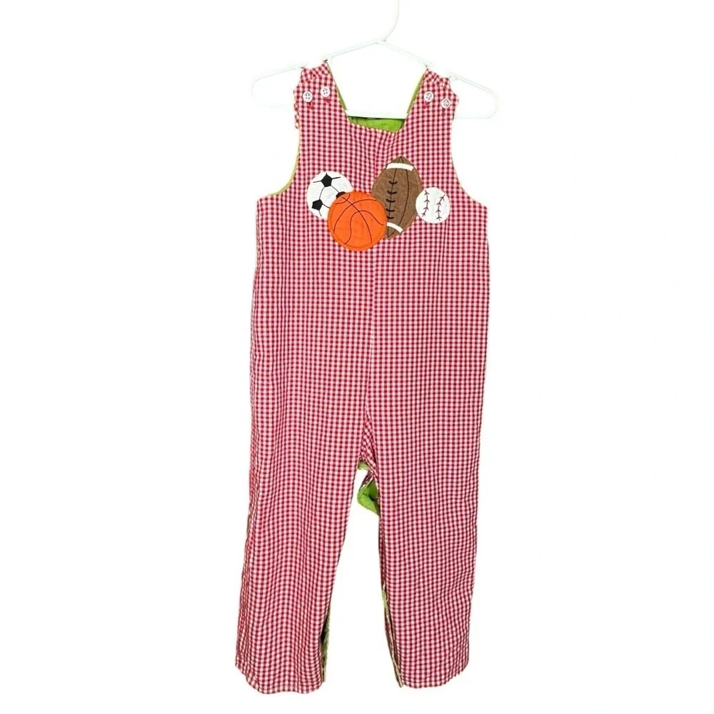 The Bailey Boys Christmas Reindeer and Sports Reversible Longall Jon Jon 2T - Picture 2 of 9